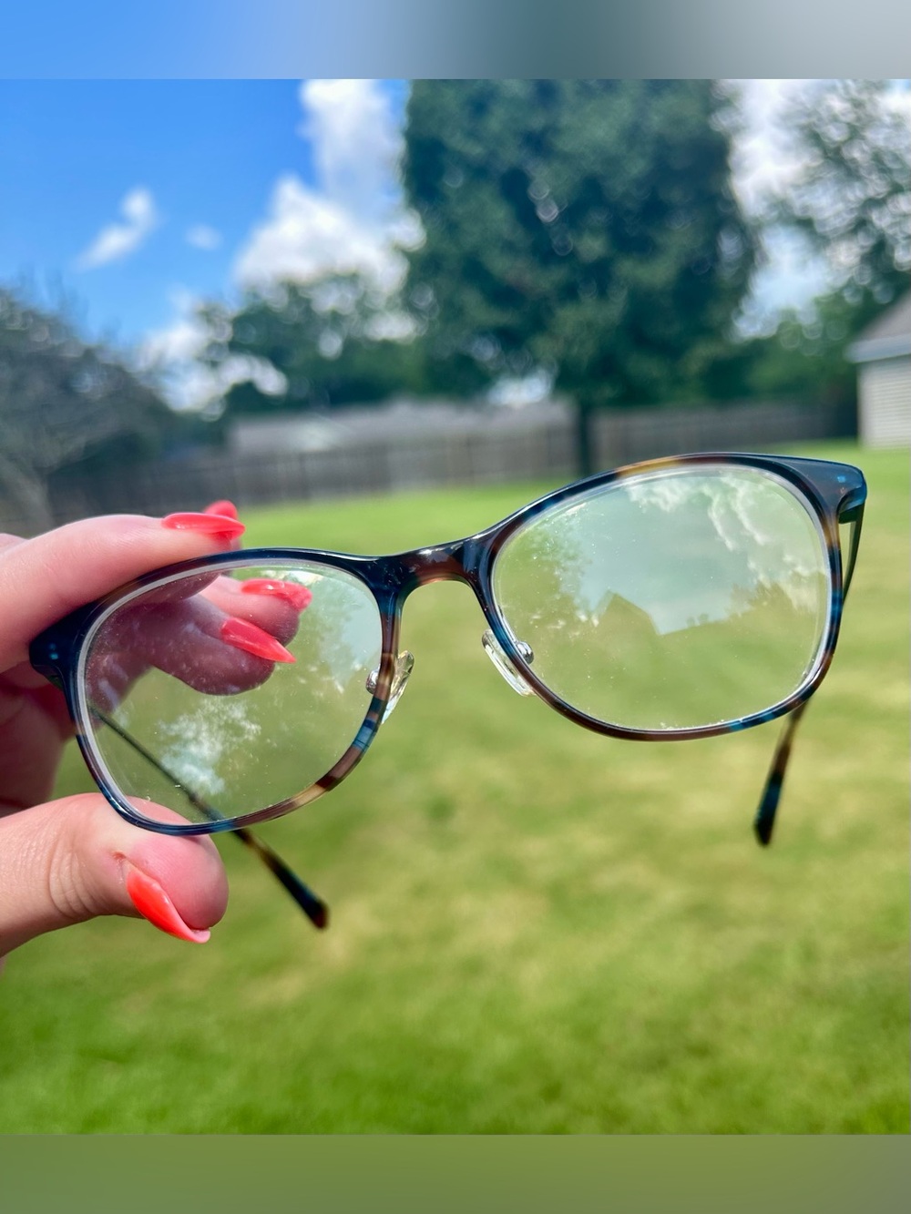 Lucky Brand Soft Square Glasses Frame Blue Brown Horn Rimmed GUC